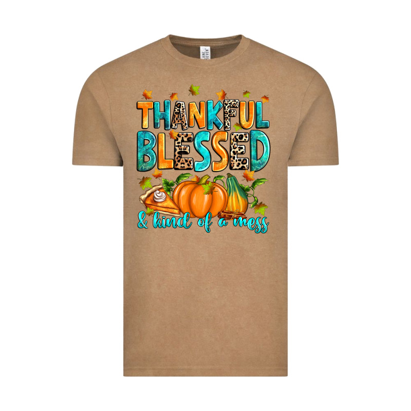 Thankful Blessed And Kind Of A Mess Vintage Tee by RanaPortraitStore | Teevron
