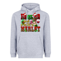 Heather Grey ho ho ho and a bottle of merlot Heavyweight Hoodie - AdoDesignShop