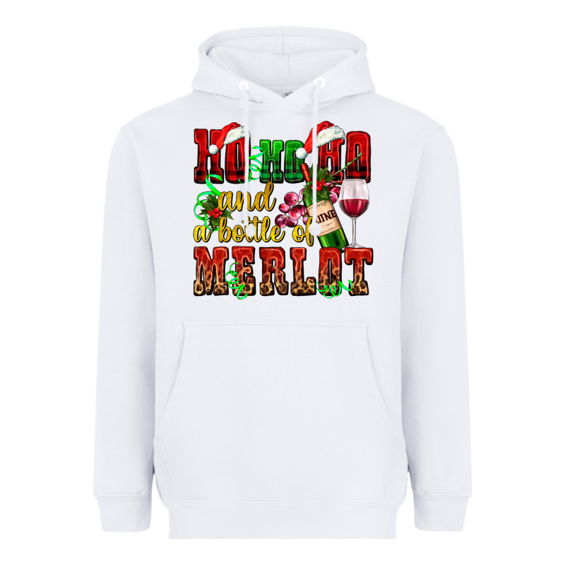 Ho Ho Ho And A Bottle Of Merlot Heavyweight Hoodie by AdoDesignShop | Teevron
