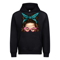 Black Messy Bun Mom With Leopard Bandana Urban Hoodie - BundleAndBundleShop