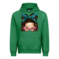 Emerald Messy Bun Mom With Leopard Bandana Urban Hoodie - BundleAndBundleShop