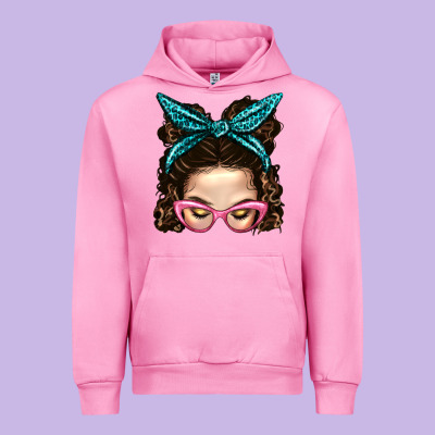 Messy Bun Mom With Leopard Bandana Urban Hoodie Designed By Bundleandbundleshop
