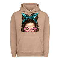 Pigment Burro Messy Bun Mom With Leopard Bandana Urban Hoodie - BundleAndBundleShop