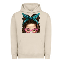 Pigment French Oak Messy Bun Mom With Leopard Bandana Urban Hoodie - BundleAndBundleShop