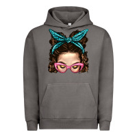Pigment Tornado Messy Bun Mom With Leopard Bandana Urban Hoodie - BundleAndBundleShop