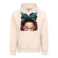 Sandshell Messy Bun Mom With Leopard Bandana Urban Hoodie - BundleAndBundleShop