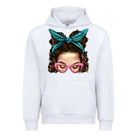 White Messy Bun Mom With Leopard Bandana Urban Hoodie - BundleAndBundleShop
