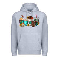Heather Grey western coffee cups Premium Hoodie - NancyCooperArtShop