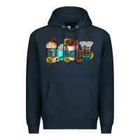 Navy western coffee cups Premium Hoodie - NancyCooperArtShop
