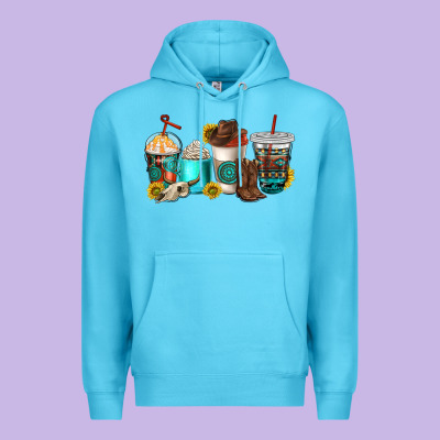 Western Coffee Cups Premium Hoodie Designed By Nancycooperartshop