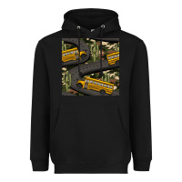 Black cactus camouflage school bus seamless pattern Heavyweight Hoodie - BundleAndBundleShop