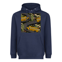Navy cactus camouflage school bus seamless pattern Heavyweight Hoodie - BundleAndBundleShop