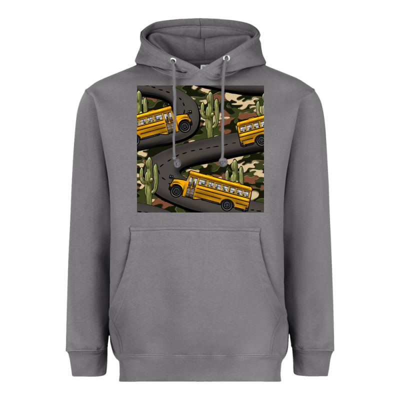 Cactus Camouflage School Bus Seamless Pattern Heavyweight Hoodie by BundleAndBundleShop | Teevron