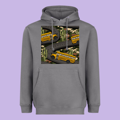 Cactus Camouflage School Bus Seamless Pattern Heavyweight Hoodie Designed By Bundleandbundleshop