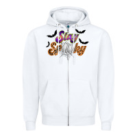 White stay spooky Zipper Hoodie - RacoonDesign