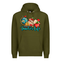 Army Green teacher life Premium Hoodie - AdoDesignShop