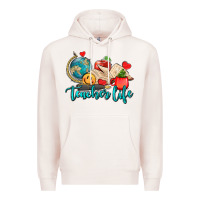 Pale Pink teacher life Premium Hoodie - AdoDesignShop