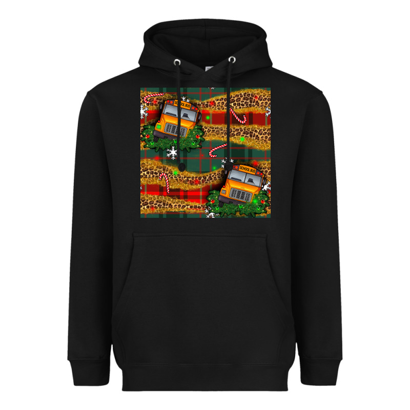 Christmas School Bus Seamless Pattern Heavyweight Hoodie by BundleAndBundleShop | Teevron