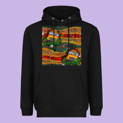 Christmas School Bus Seamless Pattern Heavyweight Hoodie Designed By Bundleandbundleshop