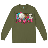 Army Green love volleyball Long Sleeve Tee - Zillion Design Studio