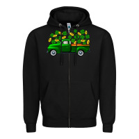 Black st patricks shamrock gold truck Zipper Hoodie - FaDigitalArtStudio