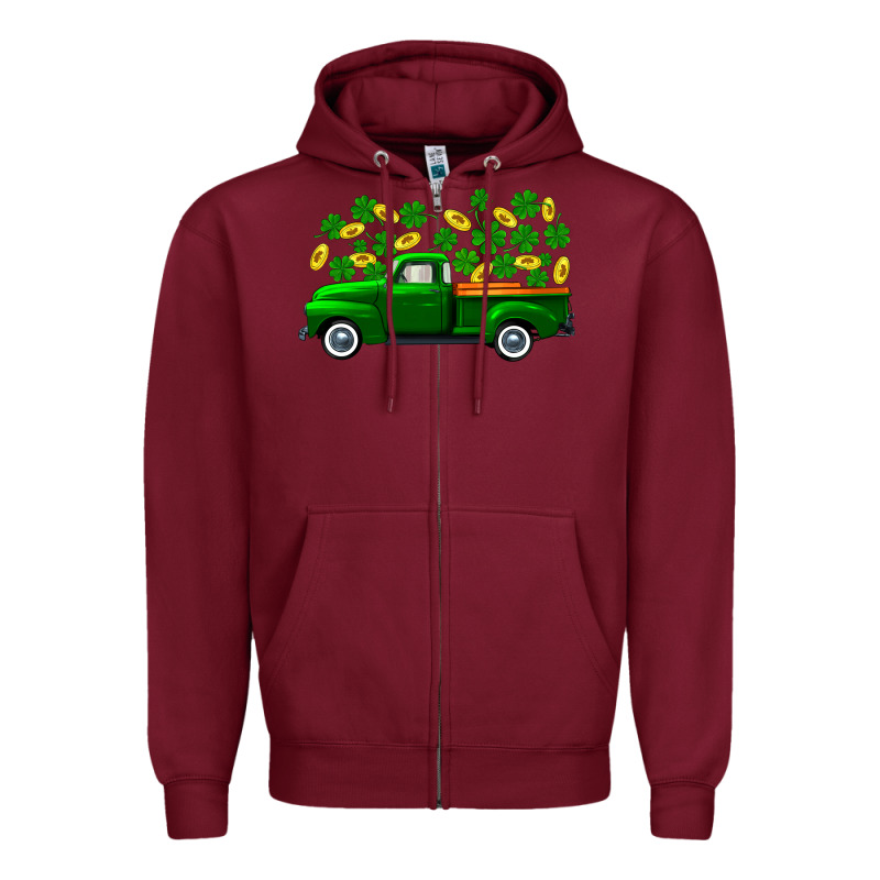St Patricks Shamrock Gold Truck Zipper Hoodie by FaDigitalArtStudio | Teevron
