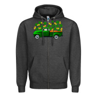 Charcoal Heather st patricks shamrock gold truck Zipper Hoodie - FaDigitalArtStudio
