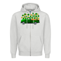 Dove Grey st patricks shamrock gold truck Zipper Hoodie - FaDigitalArtStudio