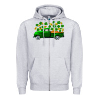Heather Grey st patricks shamrock gold truck Zipper Hoodie - FaDigitalArtStudio