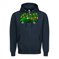 Navy st patricks shamrock gold truck Zipper Hoodie - FaDigitalArtStudio