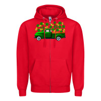 Red st patricks shamrock gold truck Zipper Hoodie - FaDigitalArtStudio