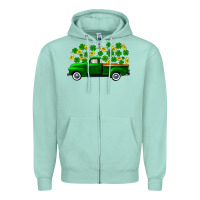 Seafoam st patricks shamrock gold truck Zipper Hoodie - FaDigitalArtStudio