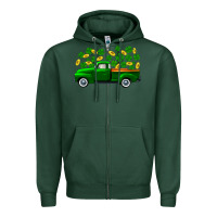 Sports Green st patricks shamrock gold truck Zipper Hoodie - FaDigitalArtStudio