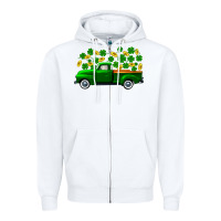 White st patricks shamrock gold truck Zipper Hoodie - FaDigitalArtStudio