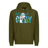 Army Green lets get cozy Premium Hoodie - NancyCooperArtShop