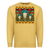 Antique Gold bull skulls gemstones and cactus with leopard and aztec Premium Sweatshirt - Artiststas
