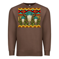 Chestnut bull skulls gemstones and cactus with leopard and aztec Premium Sweatshirt - Artiststas