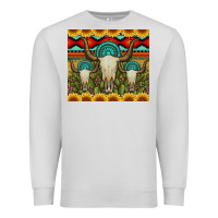 Bull Skulls Gemstones And Cactus With Leopard And Aztec Premium Sweatshirt | Teevron