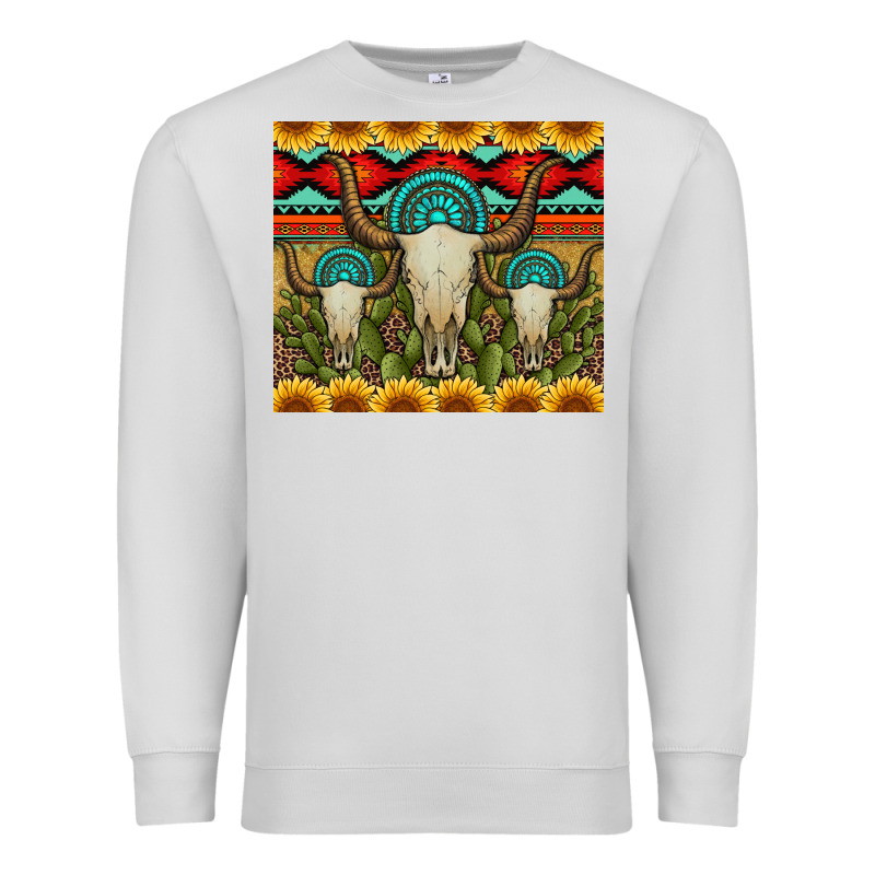 Bull Skulls Gemstones And Cactus With Leopard And Aztec Premium Sweatshirt by Artiststas | Teevron