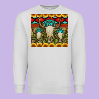 Bull Skulls Gemstones And Cactus With Leopard And Aztec Premium Sweatshirt Designed By Artiststas