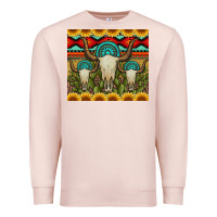Pale Pink bull skulls gemstones and cactus with leopard and aztec Premium Sweatshirt - Artiststas
