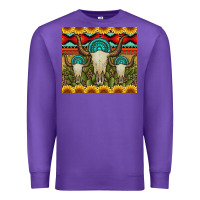 Purple bull skulls gemstones and cactus with leopard and aztec Premium Sweatshirt - Artiststas