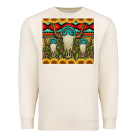 Sandshell bull skulls gemstones and cactus with leopard and aztec Premium Sweatshirt - Artiststas