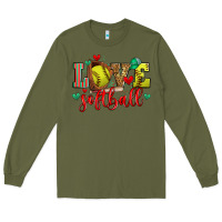 Army Green love softball Long Sleeve Tee - Zillion Design Studio