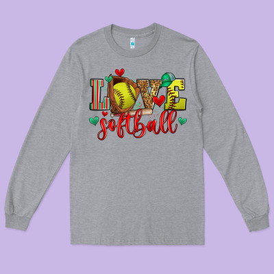 Love Softball Long Sleeve Tee Designed By Zillion Design Studio