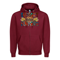 Burgundy support local farmers Zipper Hoodie - RacoonDesign