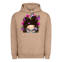 Pigment Burro Messy Bun Mom With Butterfly Urban Hoodie - BundleAndBundleShop