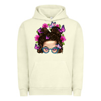 Pigment Pistachio Messy Bun Mom With Butterfly Urban Hoodie - BundleAndBundleShop
