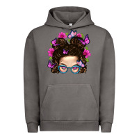 Pigment Tornado Messy Bun Mom With Butterfly Urban Hoodie - BundleAndBundleShop
