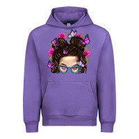 Tulip Messy Bun Mom With Butterfly Urban Hoodie - BundleAndBundleShop